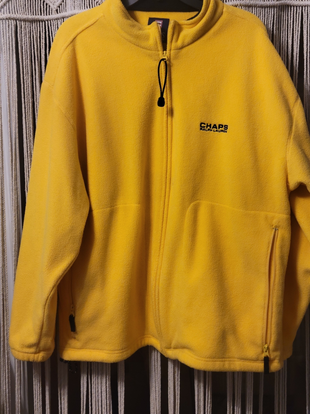 Chaps Mens' Yellow Fleece Jacket Sz. Large Excellent Condition
